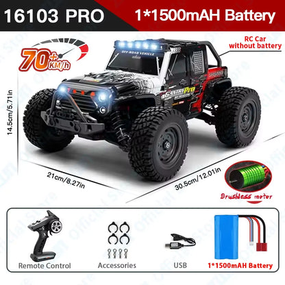 1:16 70KM/H or 50KM/H 4WD RC Car with LED Remote Control Cars High Speed Drift Monster Truck for Kids Vs Wltoys 144001 Toys