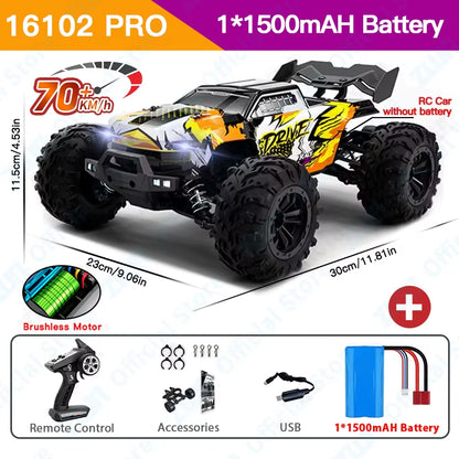 1:16 70KM/H or 50KM/H 4WD RC Car with LED Remote Control Cars High Speed Drift Monster Truck for Kids Vs Wltoys 144001 Toys
